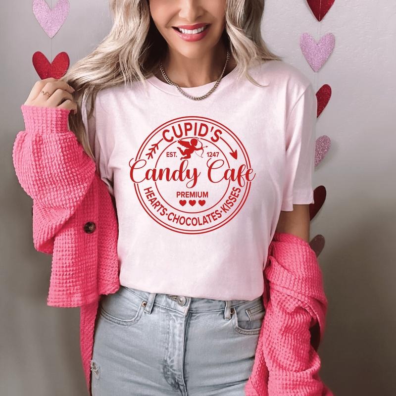 Z Cupids Candy Cafe Soft Graphic Tee Hoodie, Sweatshirt | ZylaModa.com
