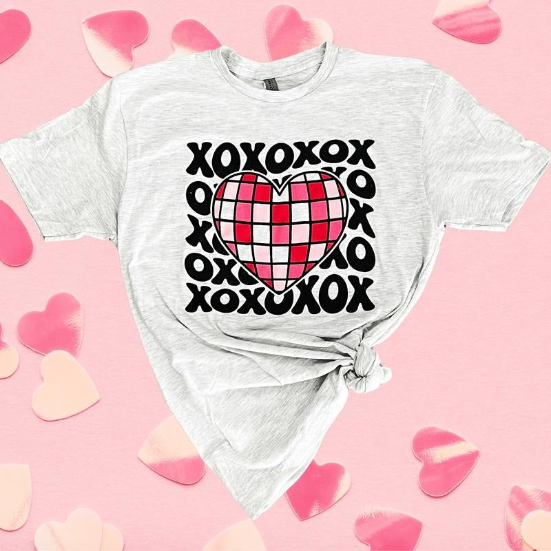 Z Xoxo Disco Heart Soft Graphic Tee Hoodie, Sweatshirt | ZylaModa.com