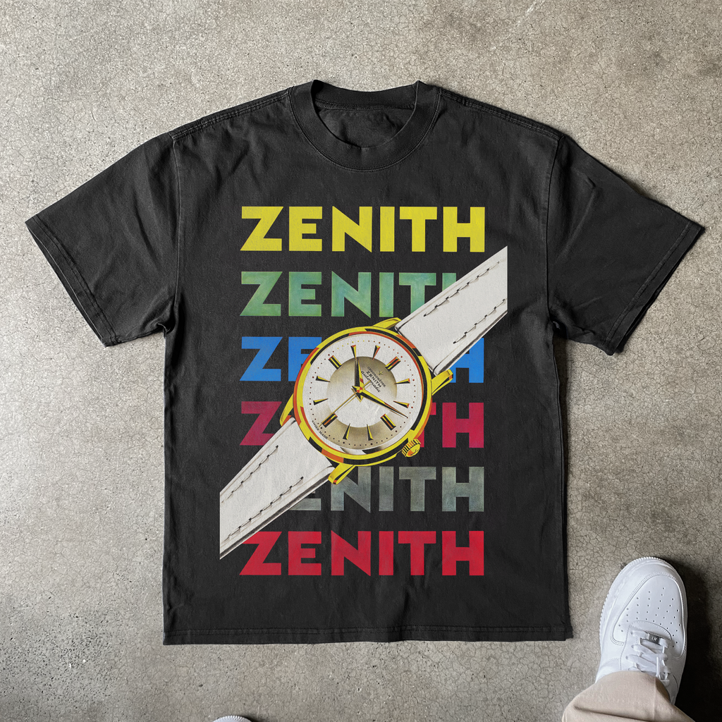 1956 'ZENITH WATCH' POSTER HEAVYWEIGHT BLACK T-SHIRT Hoodie, Sweatshirt | ZylaModa.com (Image 1)