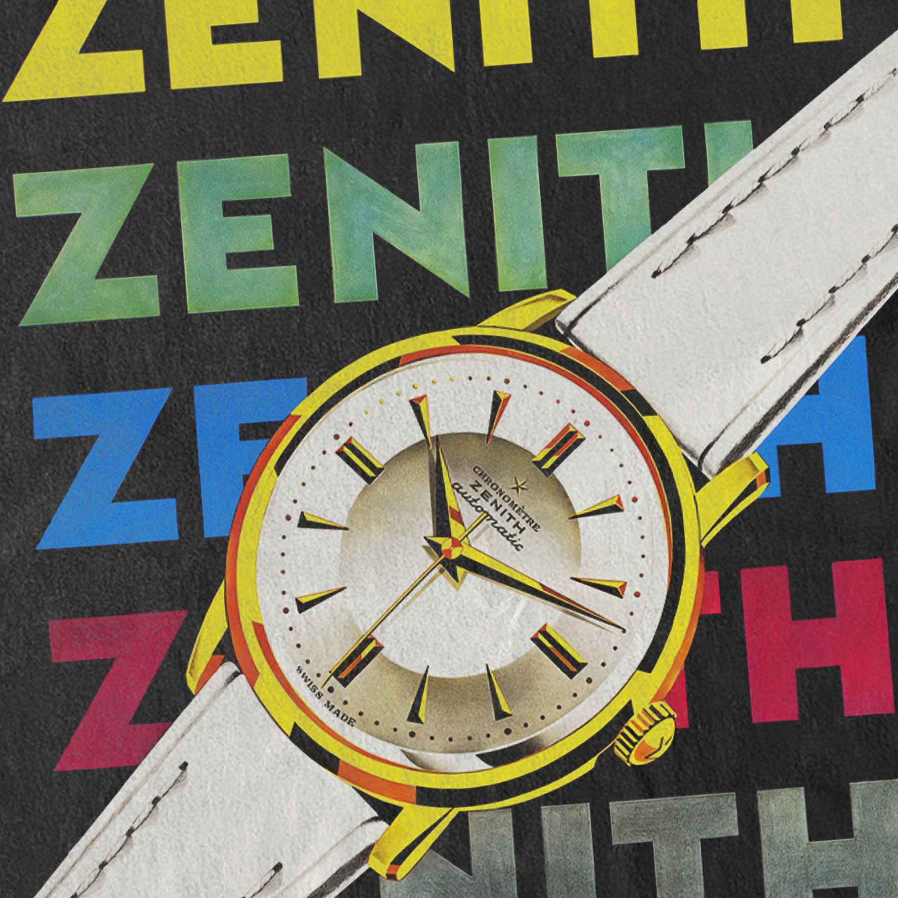 1956 'ZENITH WATCH' POSTER HEAVYWEIGHT BLACK T-SHIRT Hoodie, Sweatshirt | ZylaModa.com (Image 2)
