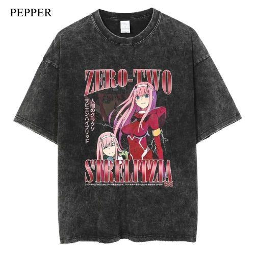 Zero Two Strelitzia Vintage T-Shirt, Anime Manga Unisex T-Shirt, Gift For Him Menswear Top Hoodie, Sweatshirt | ZylaModa.com