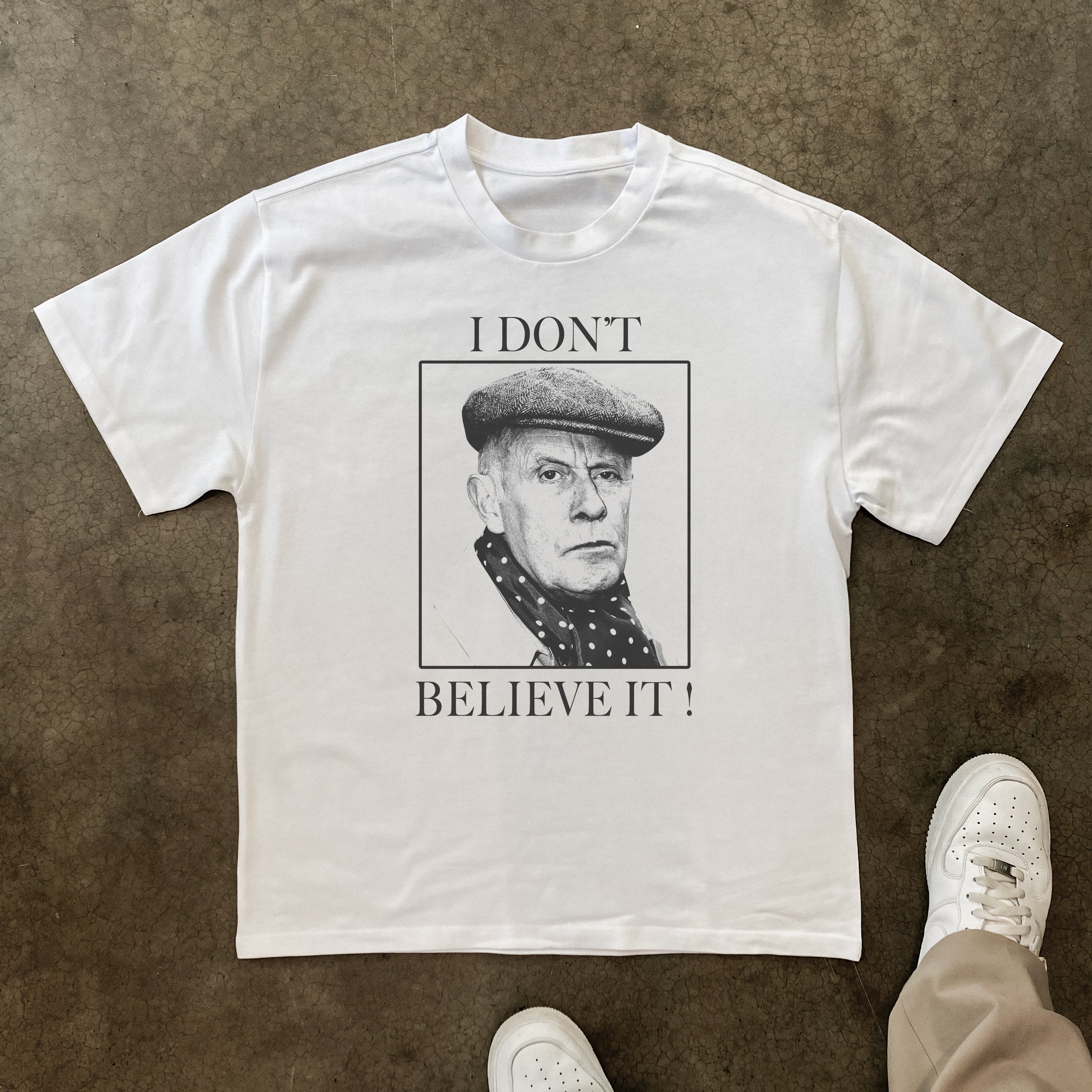90S ONE FOOT IN THE GRAVE VINTAGE VICTOR MELDREW HEAVYWEIGHT WHITE T-SHIRT Hoodie, Sweatshirt | ZylaModa.com (Image 1)