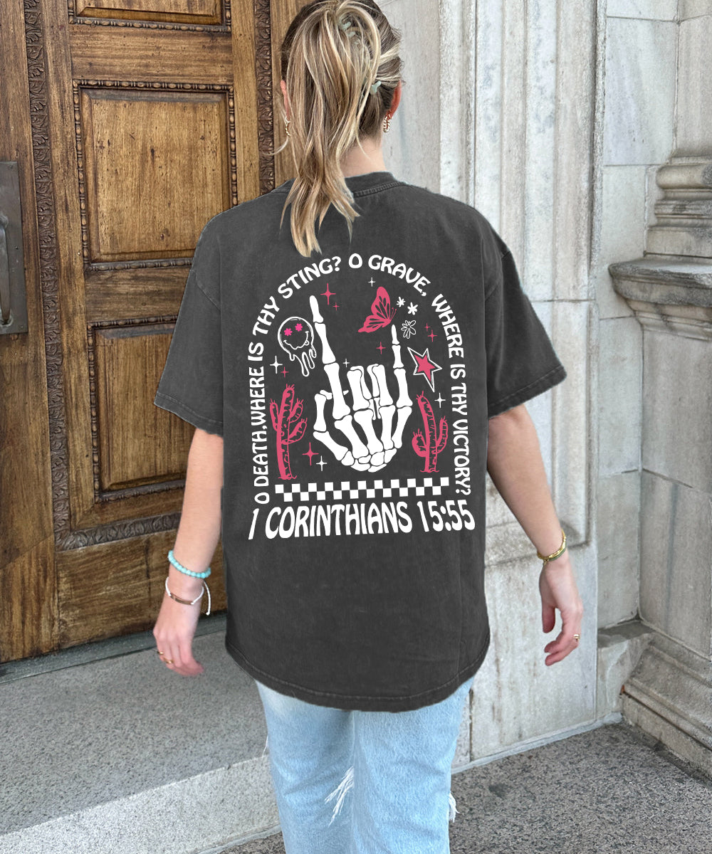 O Death Where Is Thy Sting Double Sided Washed Christian T-shirt Hoodie, Sweatshirt | ZylaModa.com (Image 2)