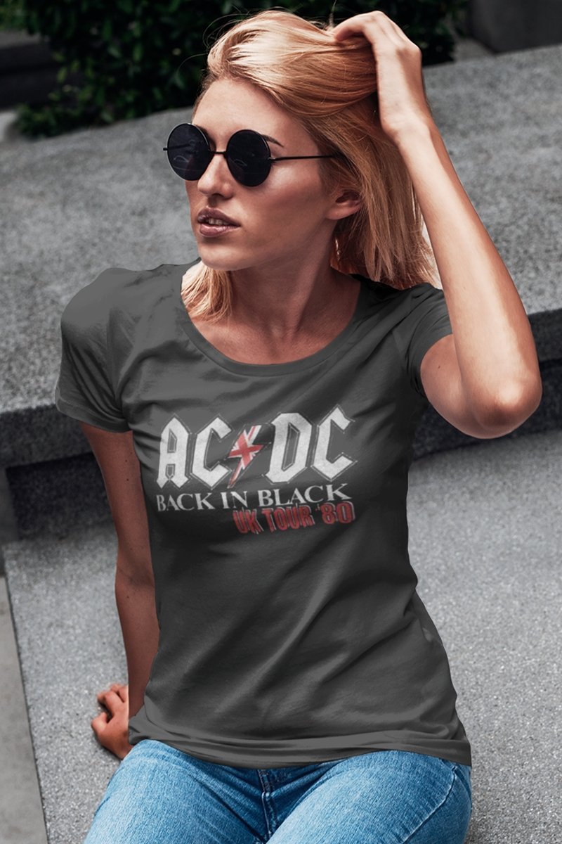 AC/DC - In Black UK Tour Boyfriend Tee Hoodie, Sweatshirt | ZylaModa.com (Image 1)
