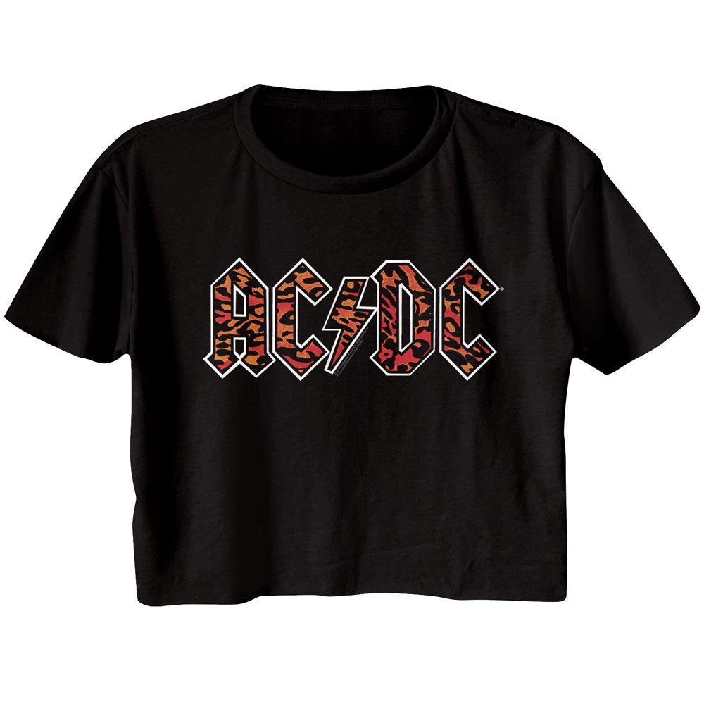 AC/DC - Leopard Print Womens Crop Tee Hoodie, Sweatshirt | ZylaModa.com