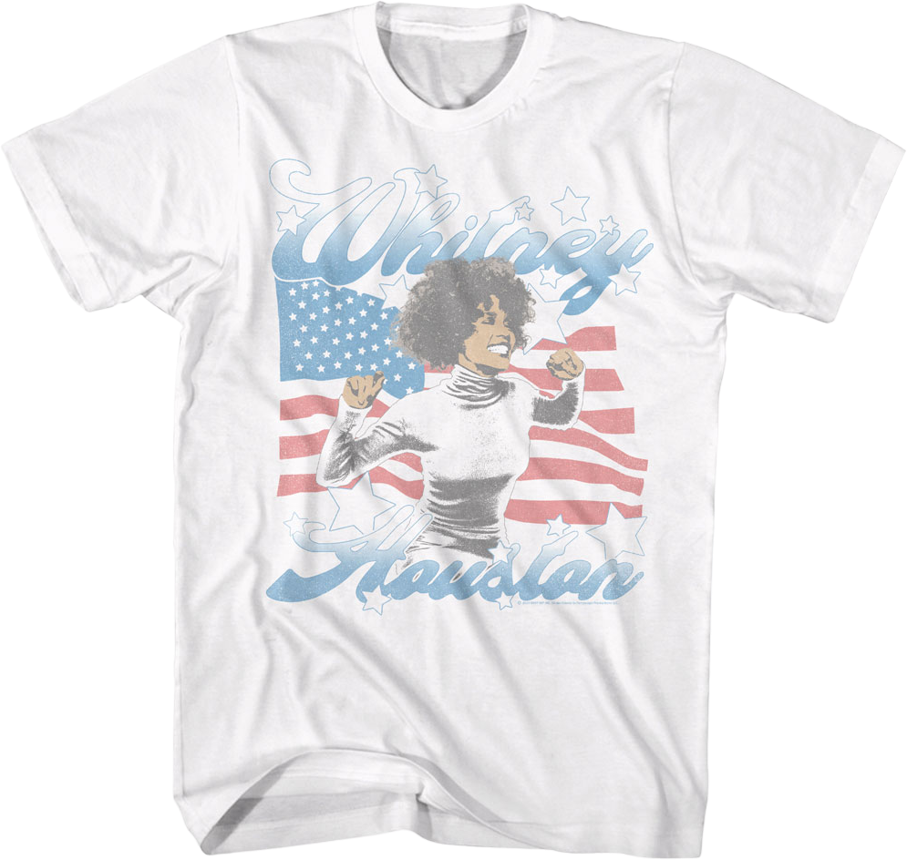 American Flag Whitney Houston T-Shirt Hoodie, Sweatshirt | ZylaModa.com (Image 1)