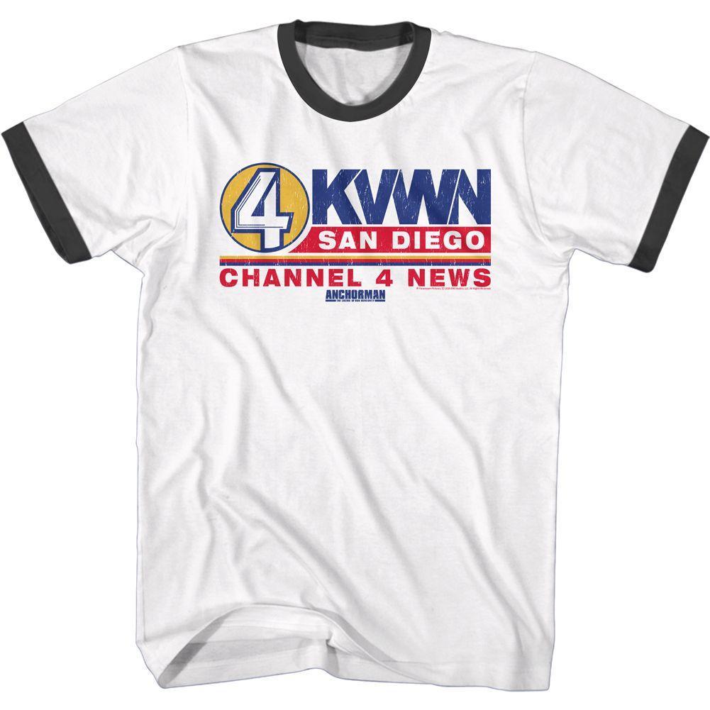 Anchorman - Ch 4 News Logo Short Sleeve Ringer T-Shirt Hoodie, Sweatshirt | ZylaModa.com