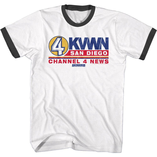 Anchorman - Ch 4 News Logo Short Sleeve Ringer T-Shirt Hoodie, Sweatshirt | ZylaModa.com