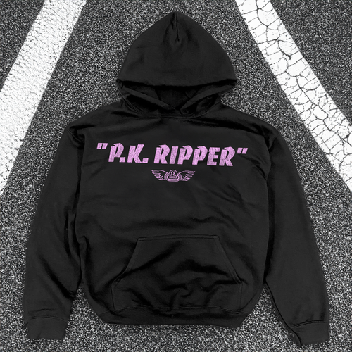 "P.K. RIPPER" CRACKED PINK BLACK HOODIE T-Shirts, Sweatshirt | ZylaModa.com (Image 1)