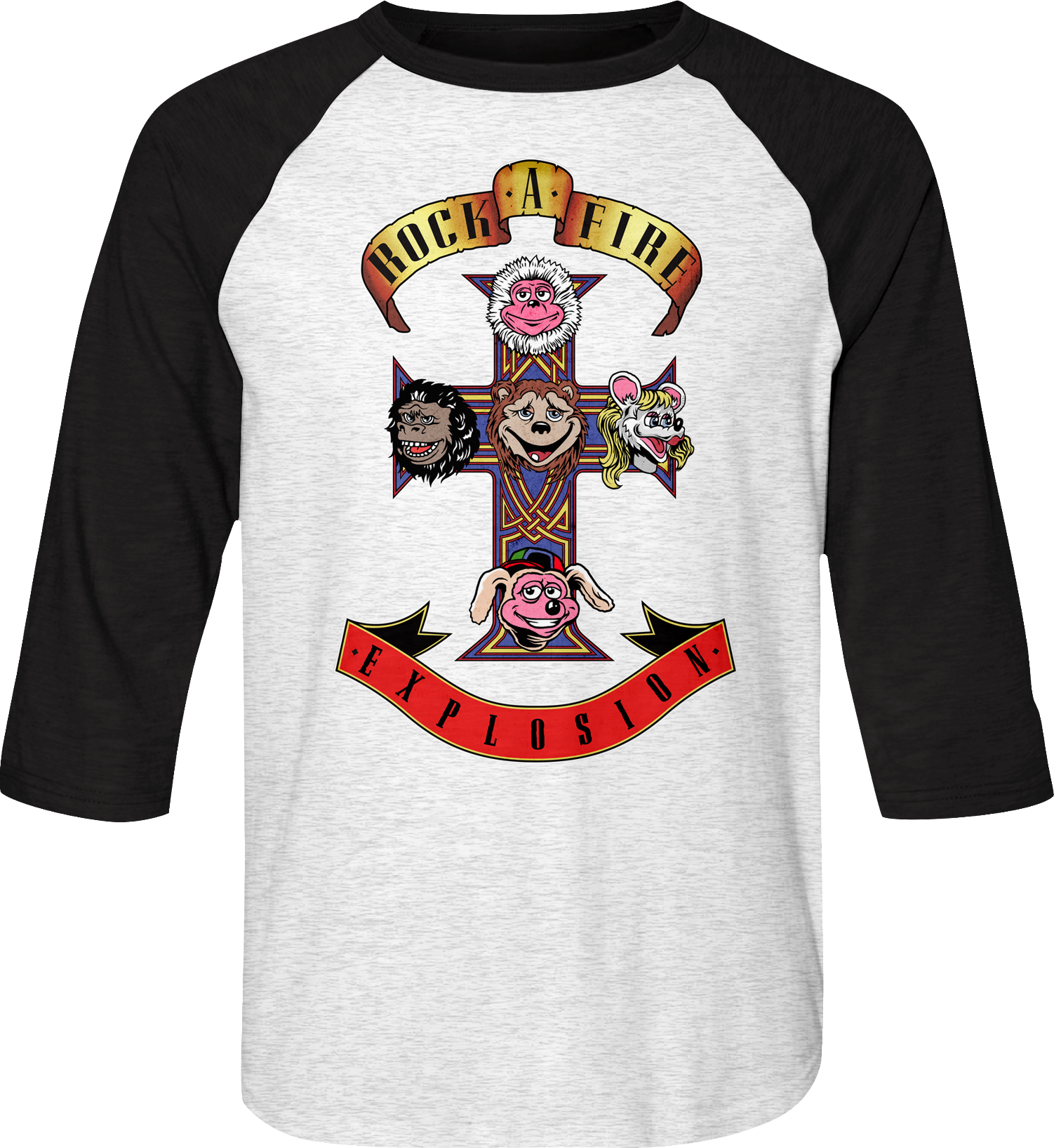 Appetite Rock-afire Explosion Raglan Baseball Shirt Hoodie, Sweatshirt | ZylaModa.com (Image 1)
