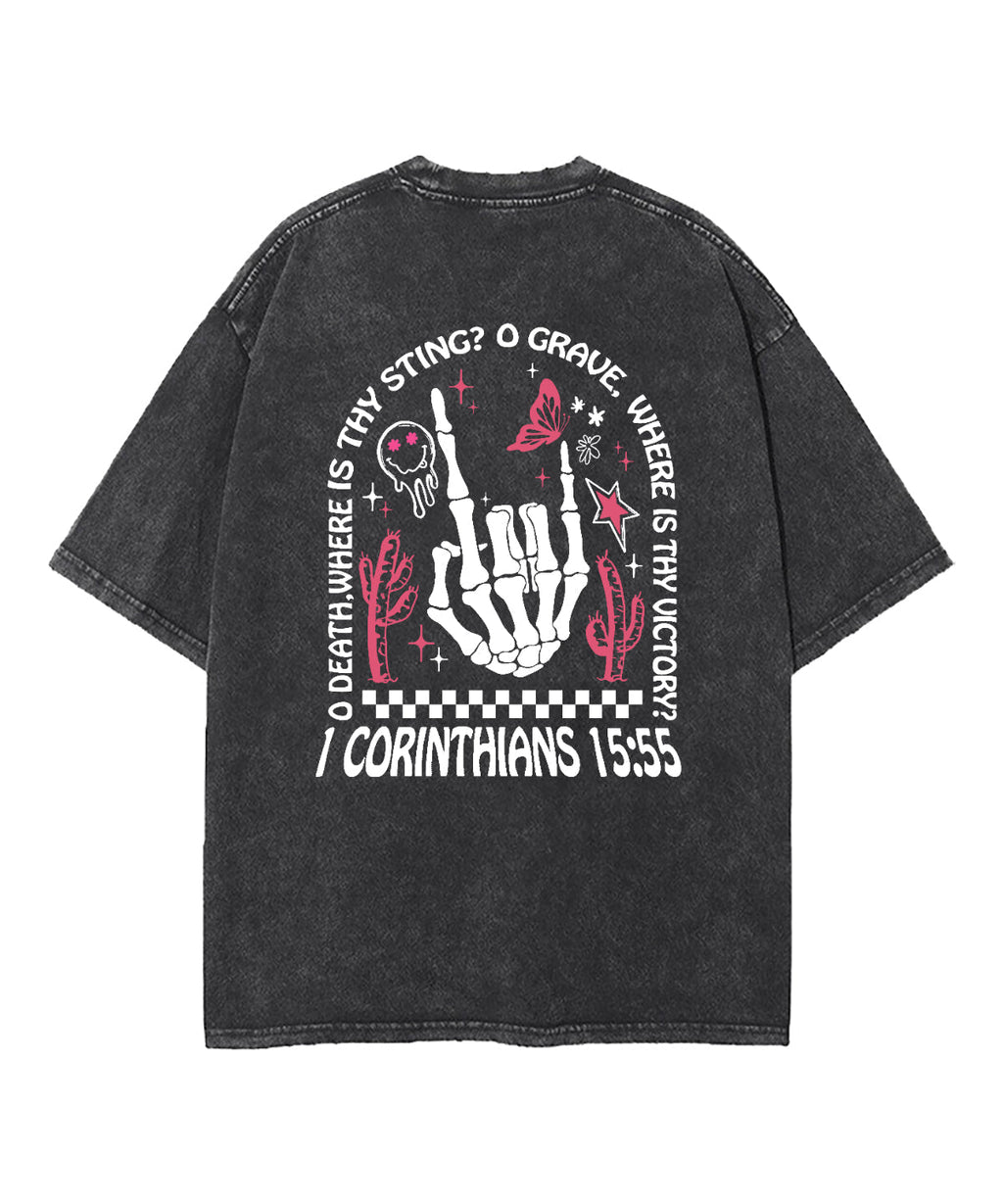 O Death Where Is Thy Sting Double Sided Washed Christian T-shirt Hoodie, Sweatshirt | ZylaModa.com (Image 4)
