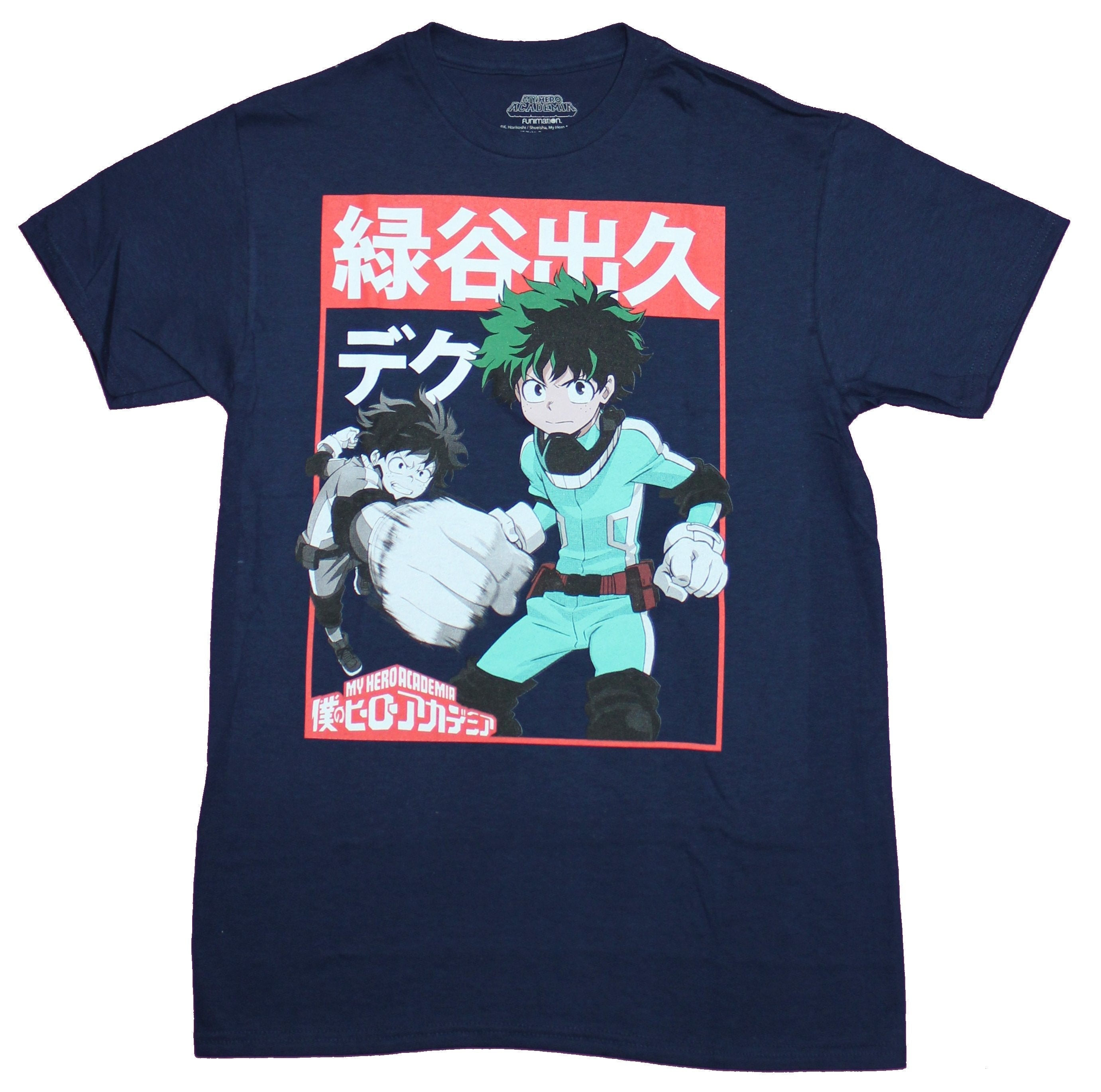 My Hero Academia Mens T-Shirt - Deku Kanji Color Character Box Hoodie, Sweatshirt | ZylaModa.com