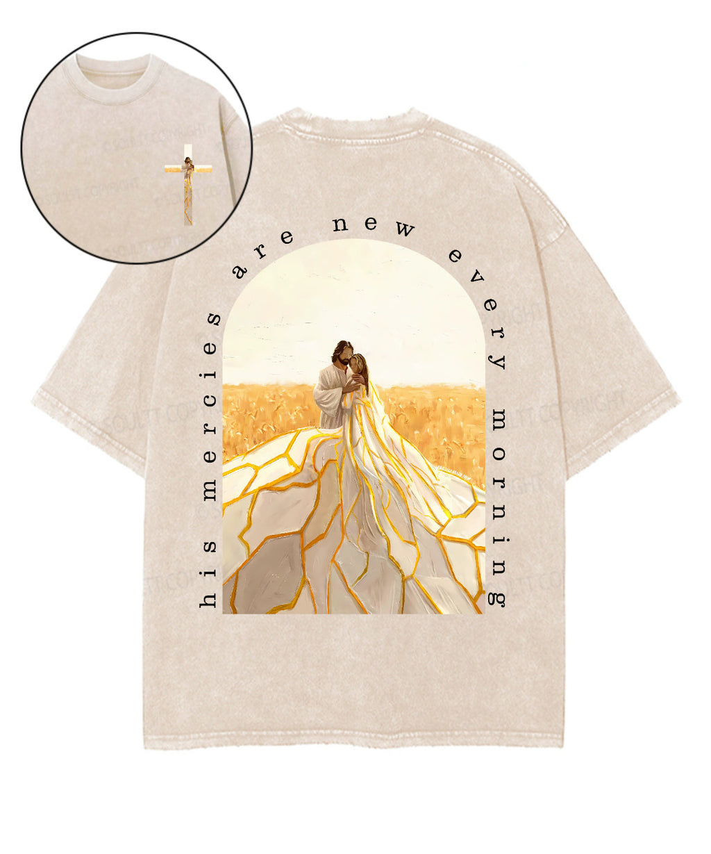 His Mercies Are New Double Sided Unisex Washed Christian T-shirt Style014 Hoodie, Sweatshirt | ZylaModa.com (Image 1)