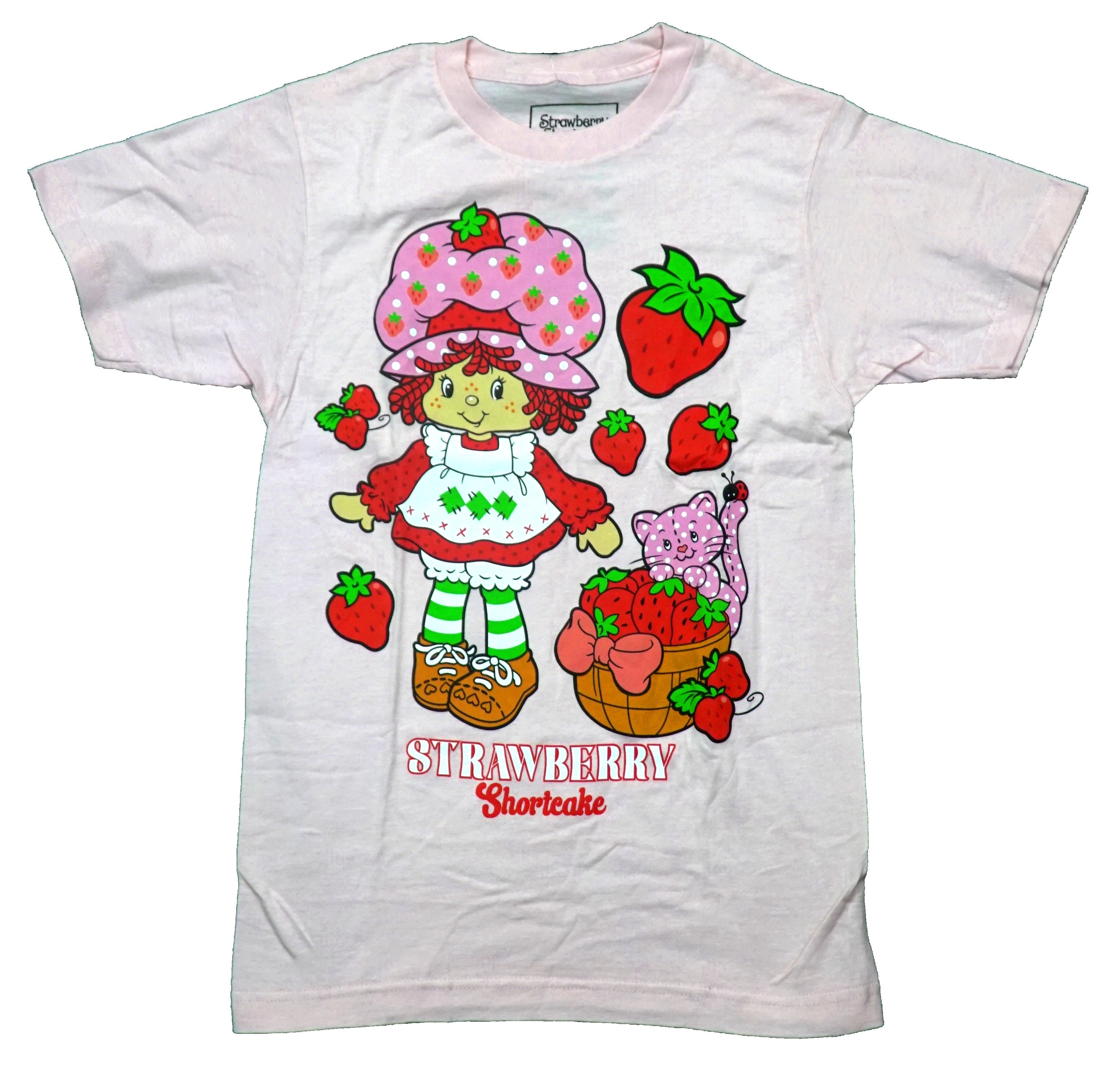 Strawberry Shortcake Mens T-Shirt -  Standing by Basket of Strawberries Hoodie, Sweatshirt | ZylaModa.com