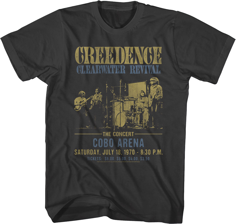 Cobo Arena Concert Creedence Clearwater Revival T-Shirt Hoodie, Sweatshirt | ZylaModa.com (Image 1)