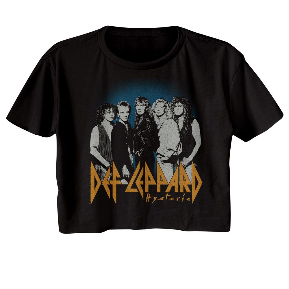 Def Leppard - Blue Fade Background Womens Crop Tee Hoodie, Sweatshirt | ZylaModa.com