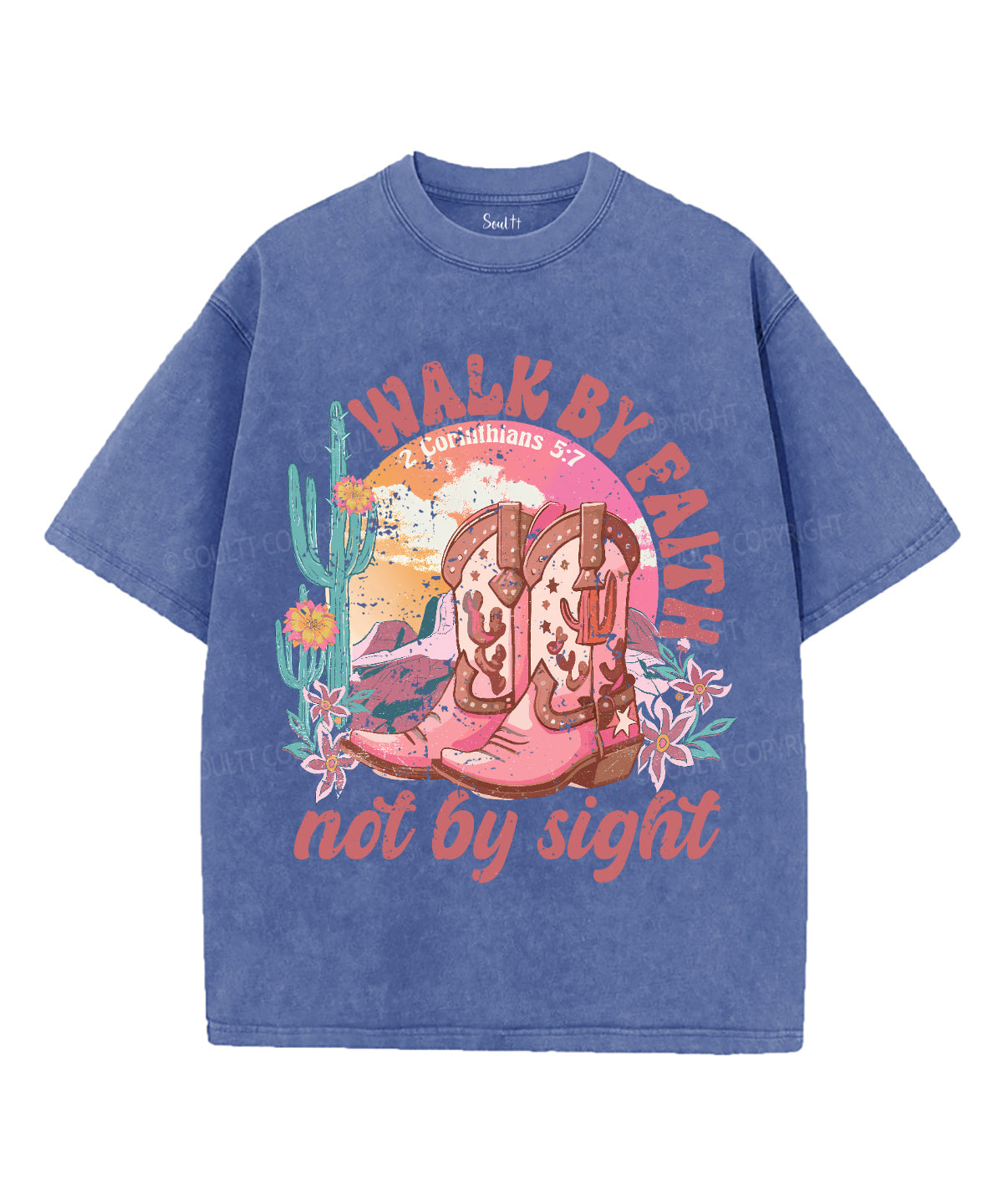 Walk By Faith Unisex Washed Christian T-shirt Hoodie, Sweatshirt | ZylaModa.com (Image 4)