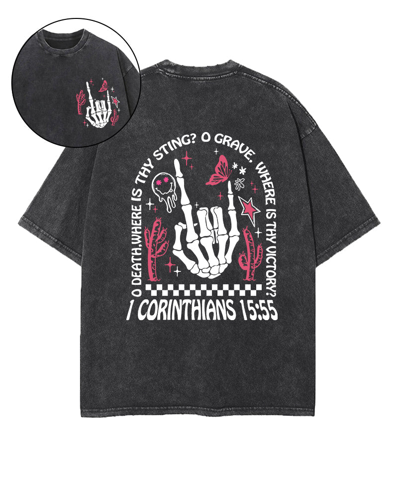 O Death Where Is Thy Sting Double Sided Washed Christian T-shirt Hoodie, Sweatshirt | ZylaModa.com (Image 1)