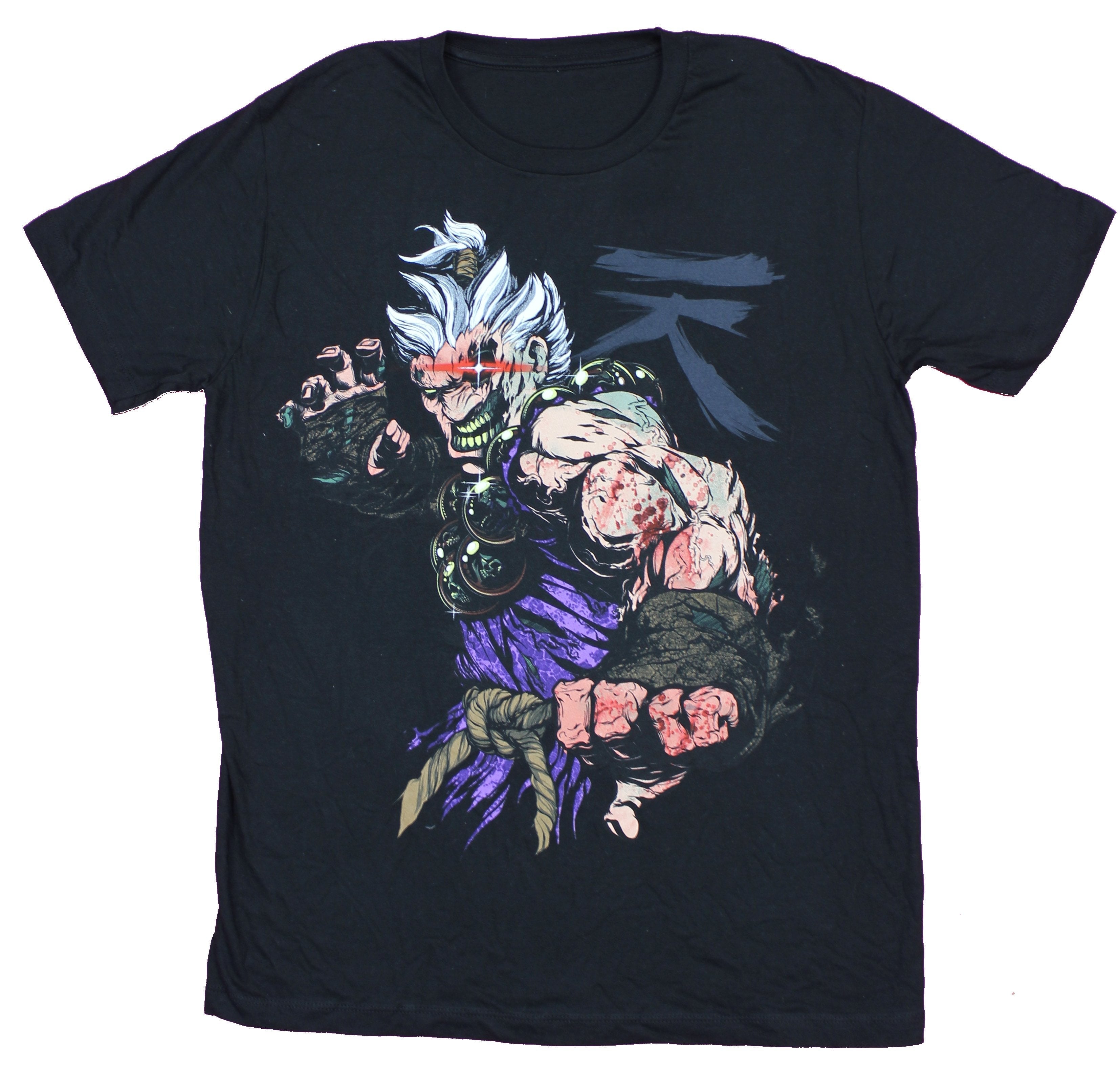 Street Fighter Mens T-Shirt - White Haired Akuma Ready to Attack Image Hoodie, Sweatshirt | ZylaModa.com