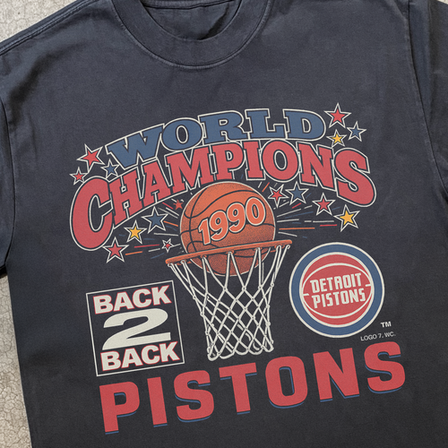 1990 'PISTONS' CHAMPIONSHIP HEAVY BLACK T-SHIRT Hoodie, Sweatshirt | ZylaModa.com (Image 2)