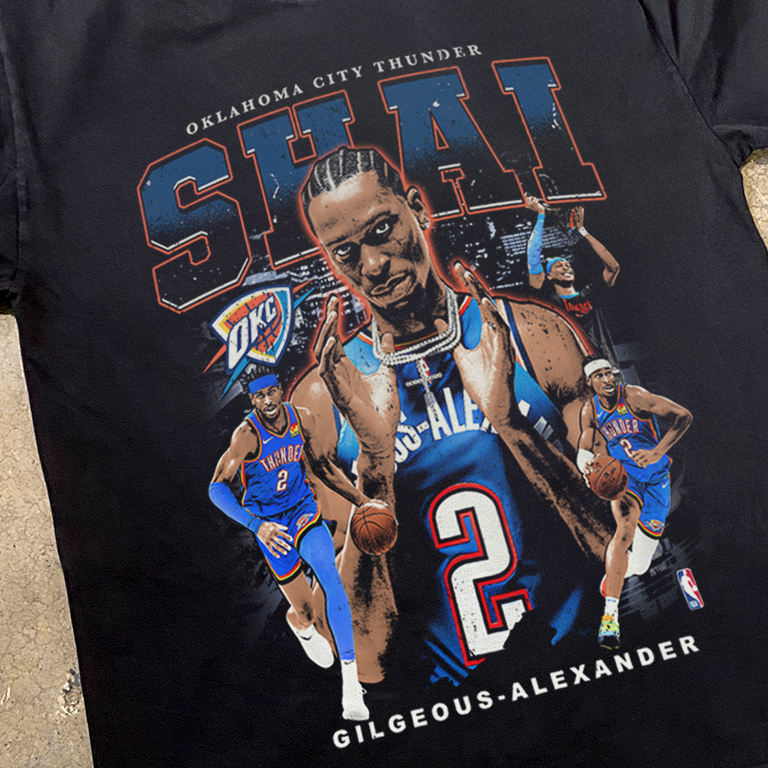 2025 SHAI G.A. 'THUNDER' FINALS HEAVY FADED BLACK T-SHIRT Hoodie, Sweatshirt | ZylaModa.com (Image 3)