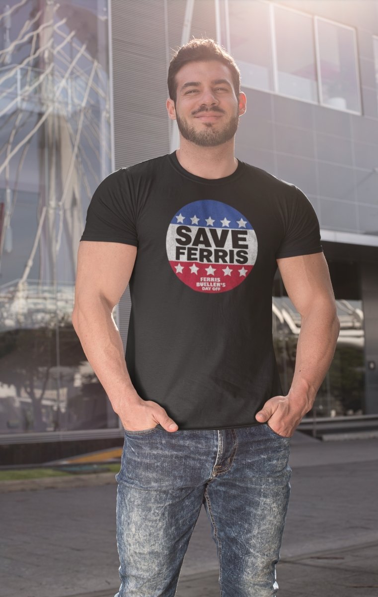 Ferris Bueller's Day Off Save Ferris Button T-Shirt Hoodie, Sweatshirt | ZylaModa.com (Image 1)
