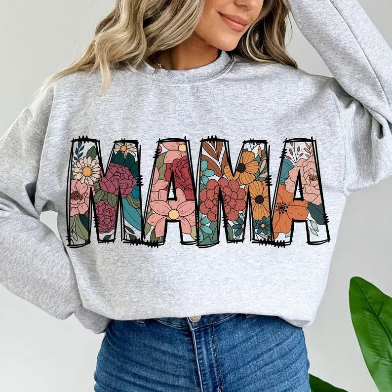 floral mama Sweatshirt, mama flower Shirt, mama flower Shirt Hoodie | ZylaModa.com