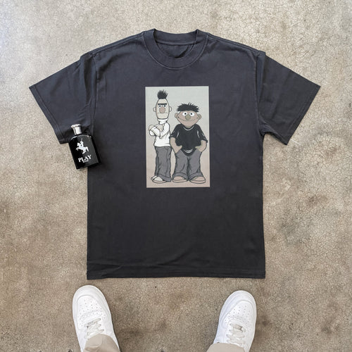 1990s BERT AND ERNIE VINTAGE JIM HENSON MUPPETS  HEAVYWEIGHT BLACK T-SHIRT Hoodie, Sweatshirt | ZylaModa.com (Image 1)