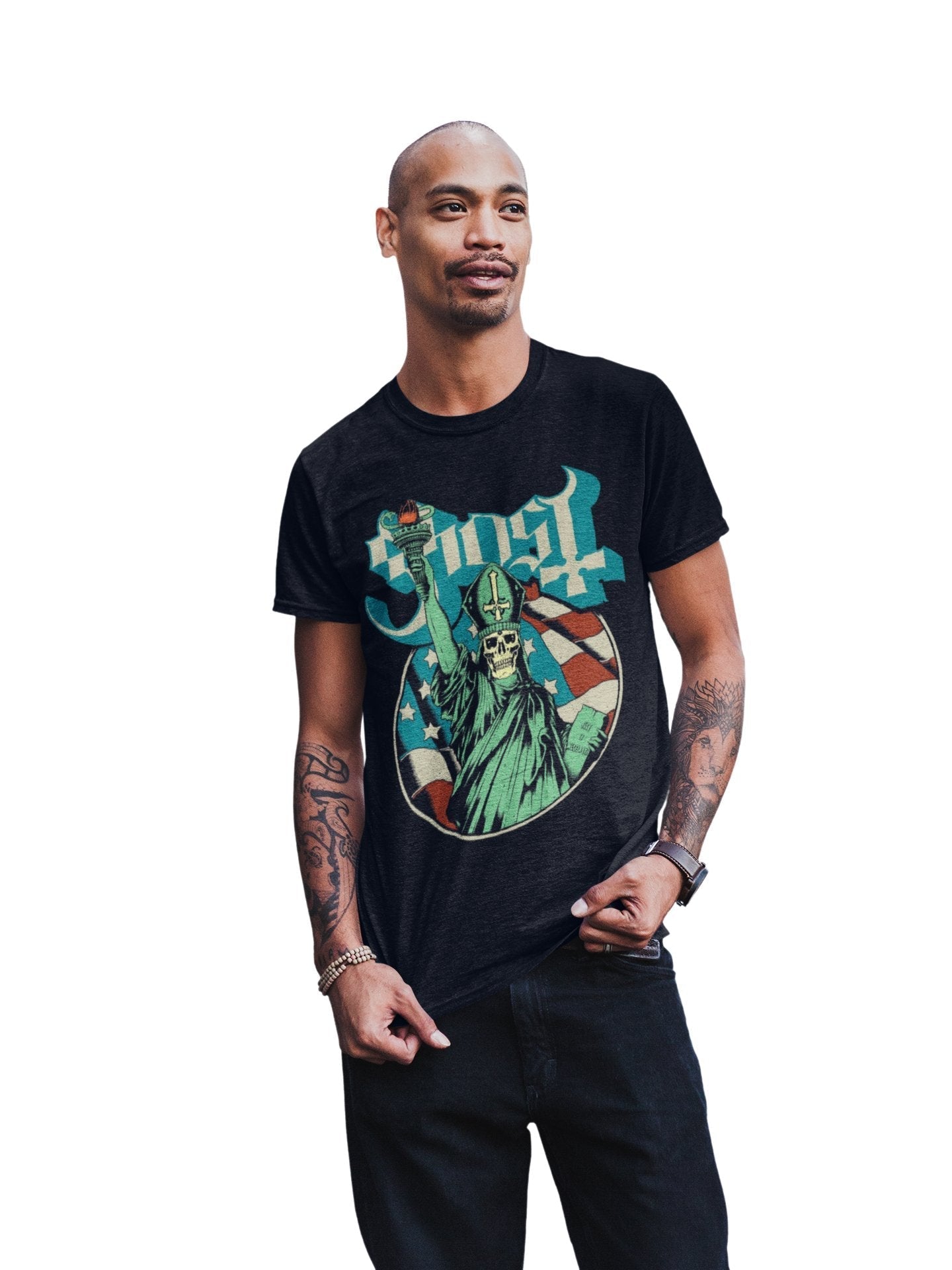 Ghost - Statue of Liberty Jumbo Print T-Shirt Hoodie, Sweatshirt | ZylaModa.com (Image 2)