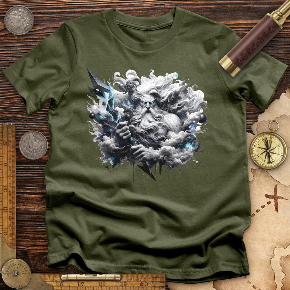 A Powerful Zeus Holding a Lightning Bolt T-Shirt Hoodie, Sweatshirt | ZylaModa.com (Image 1)