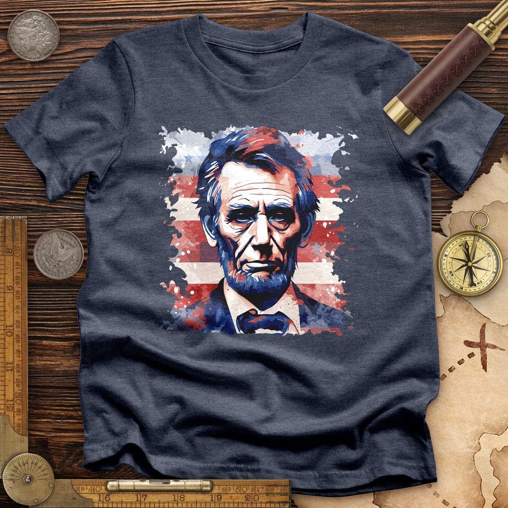 Abe Lincoln American Flag Art Premium Quality Tee Hoodie, Sweatshirt | ZylaModa.com (Image 4)