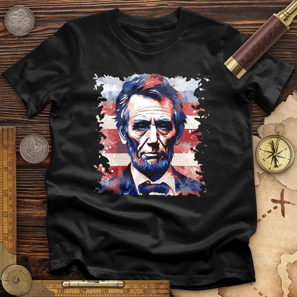 Abe Lincoln American Flag Art Premium Quality Tee Hoodie, Sweatshirt | ZylaModa.com (Image 2)