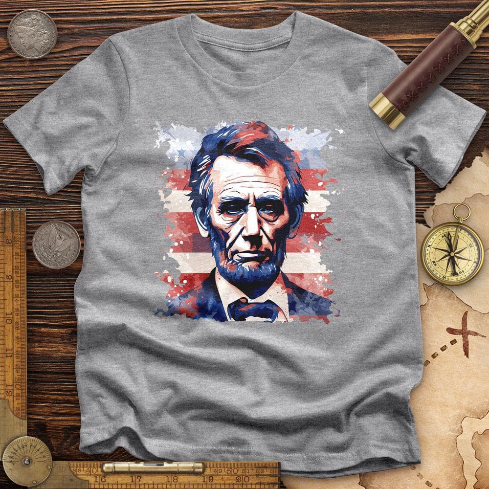 Abe Lincoln American Flag Art Premium Quality Tee Hoodie, Sweatshirt | ZylaModa.com (Image 1)