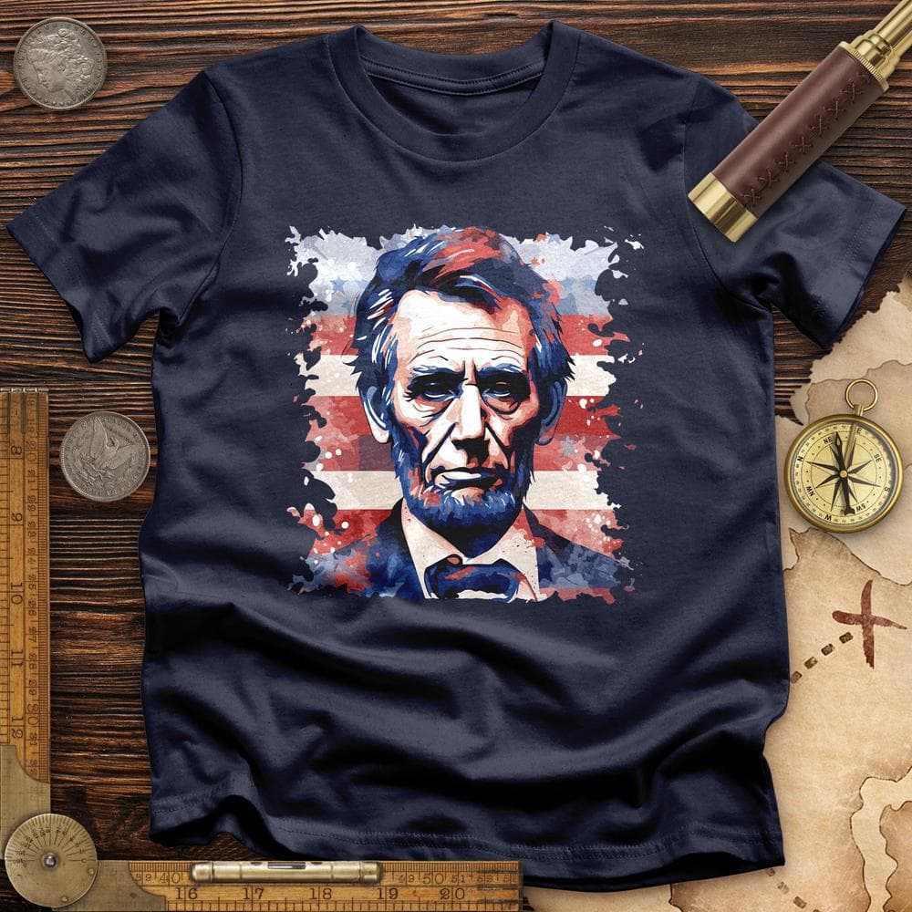 Abe Lincoln American Flag Art T-Shirt Hoodie, Sweatshirt | ZylaModa.com (Image 3)