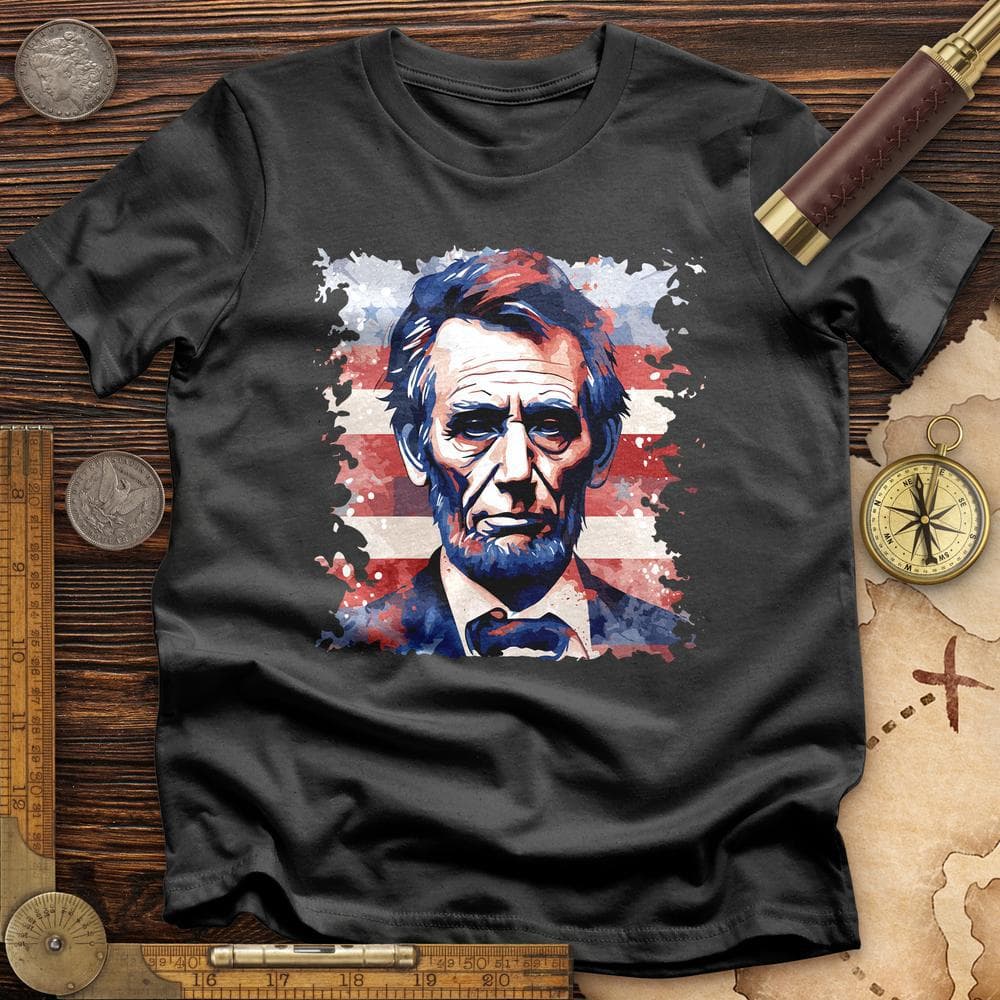 Abe Lincoln American Flag Art T-Shirt Hoodie, Sweatshirt | ZylaModa.com (Image 1)