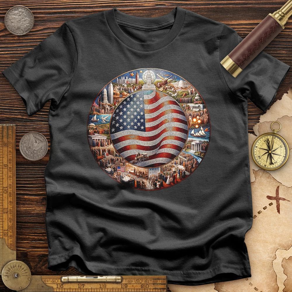 USA Mosaic T-Shirt Hoodie, Sweatshirt | ZylaModa.com (Image 2)