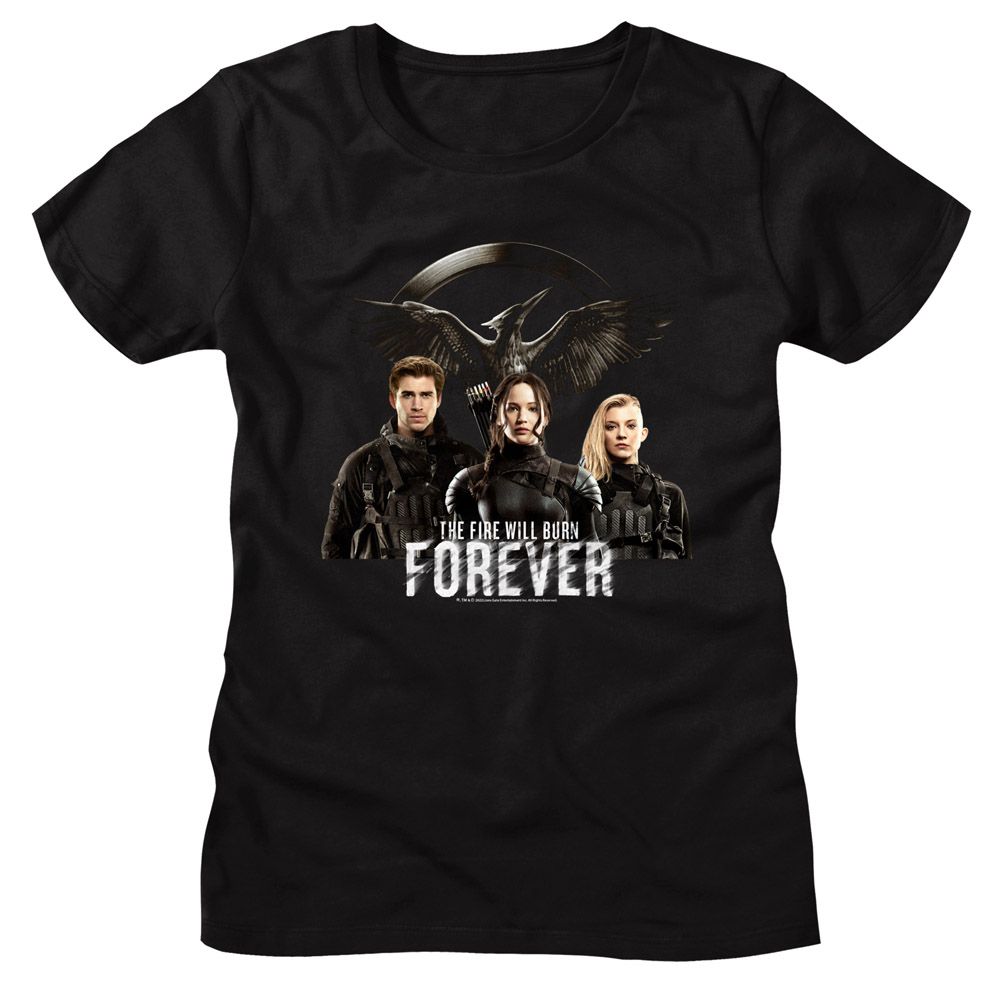 Hunger Games - Fire Will Burn Forever Womens T-Shirt Hoodie, Sweatshirt | ZylaModa.com