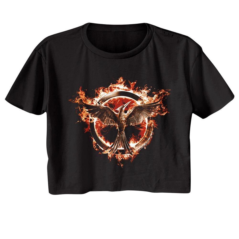Hunger Games - Flaming Mockingjay Womens Crop Tee Hoodie, Sweatshirt | ZylaModa.com