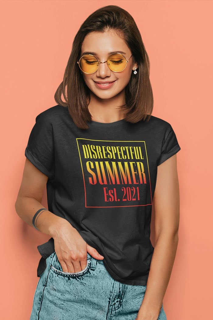HYPER iCONiCÃ¢â‚¬Å¡Ãƒâ€žÃƒÂ¶Ã¢Ë†Å¡ÃƒÂ«Ã‚Â¬Ã‚Â¢ Disrespectful Summer - Est 2021 (Black) Boyfriend T-Shirt... (Image 2)