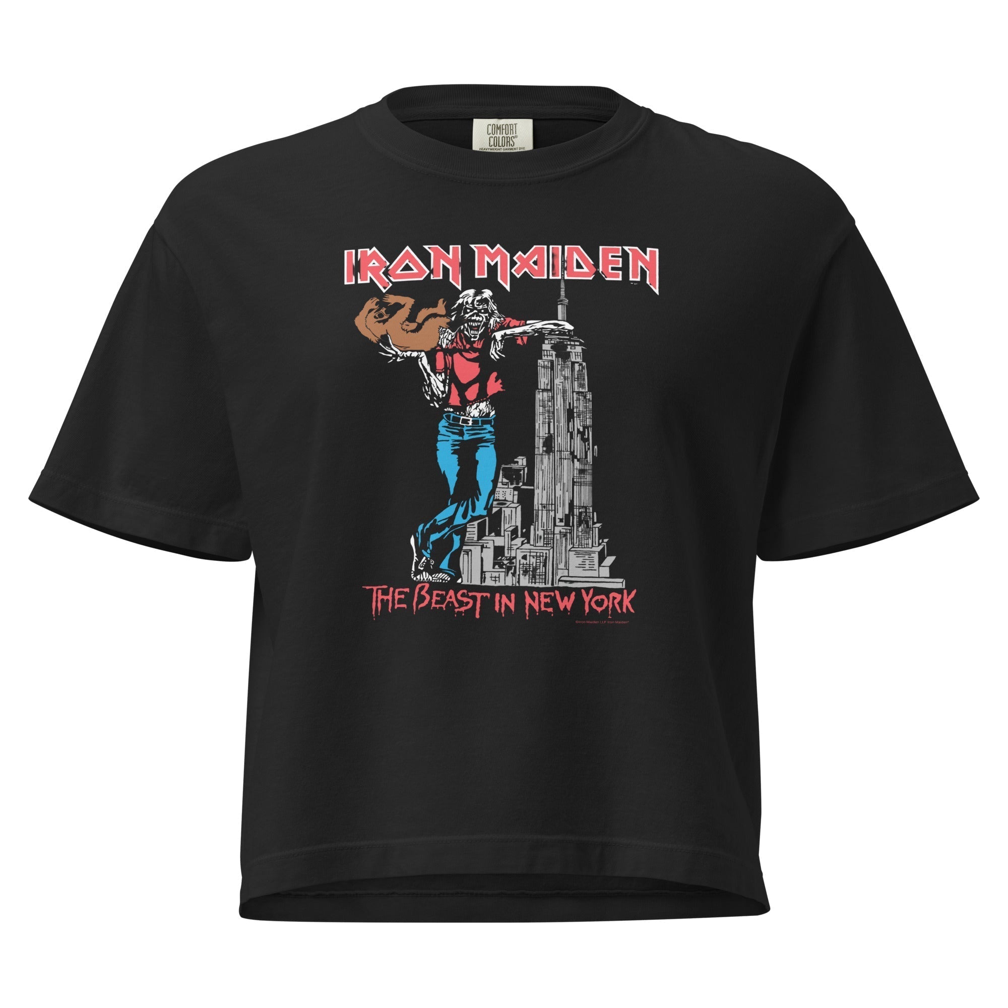 Iron Maiden NYC 1982 Vintage Tour Mineral Wash Womens Crop Tee Hoodie, Sweatshirt | ZylaModa.com (Image 2)