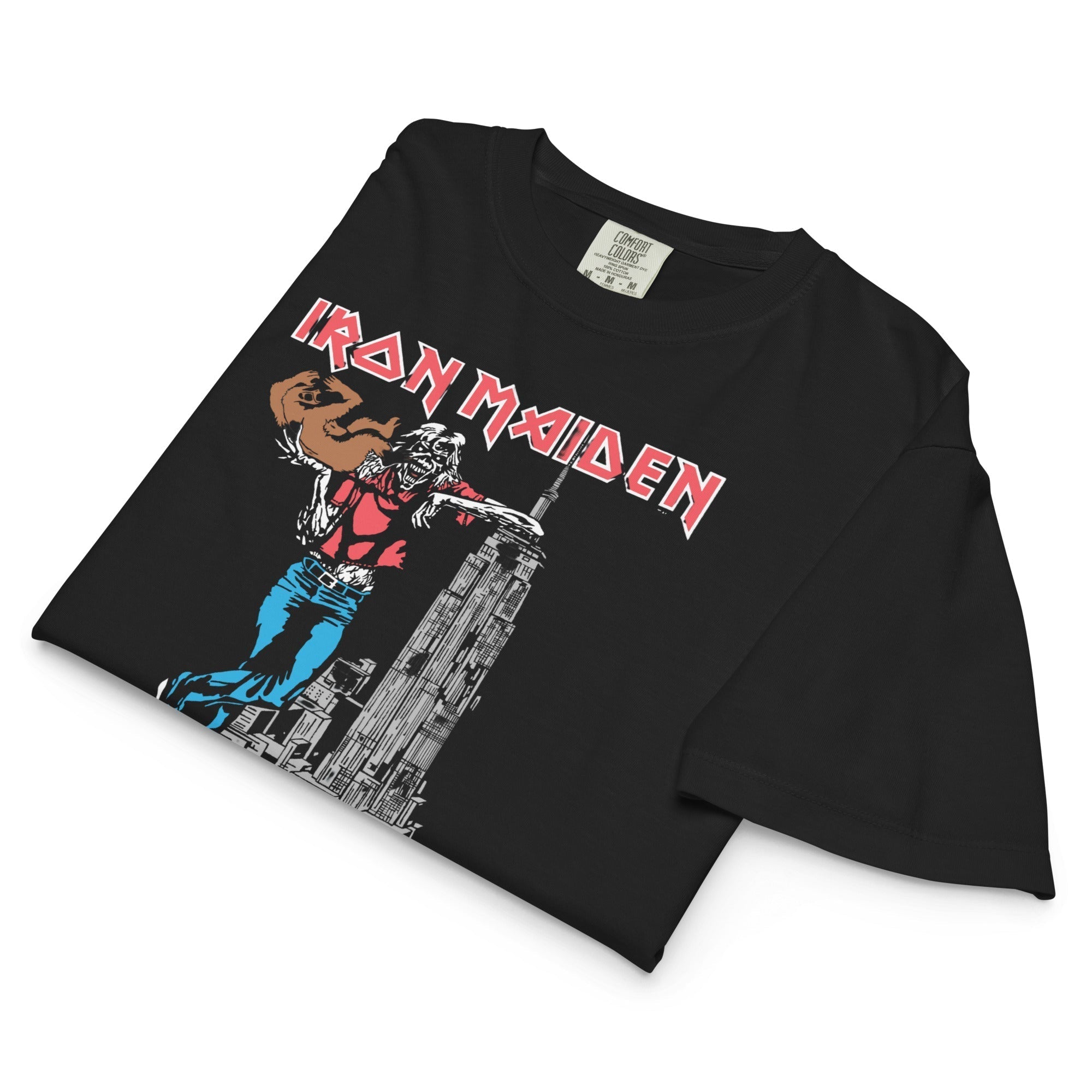 Iron Maiden NYC 1982 Vintage Tour Mineral Wash Womens Crop Tee Hoodie, Sweatshirt | ZylaModa.com (Image 3)