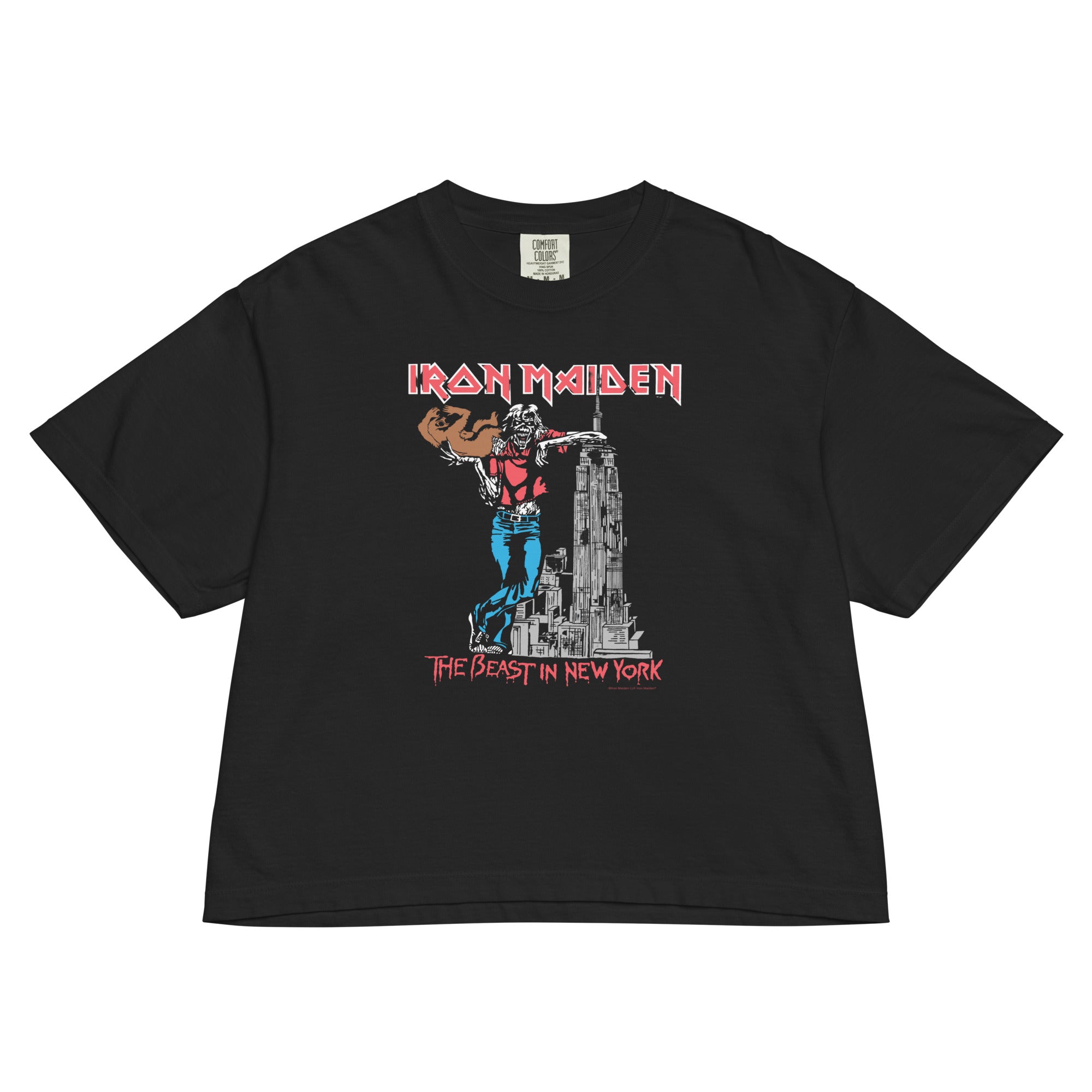 Iron Maiden NYC 1982 Vintage Tour Mineral Wash Womens Crop Tee Hoodie, Sweatshirt | ZylaModa.com (Image 1)