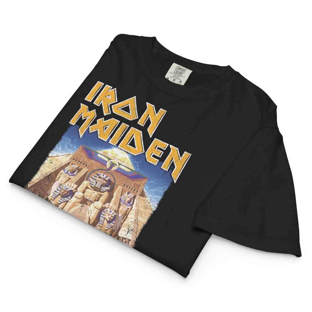 Iron Maiden Powerslave Pharoh Mineral Wash Womens Crop Tee Hoodie, Sweatshirt | ZylaModa.com (Image 3)