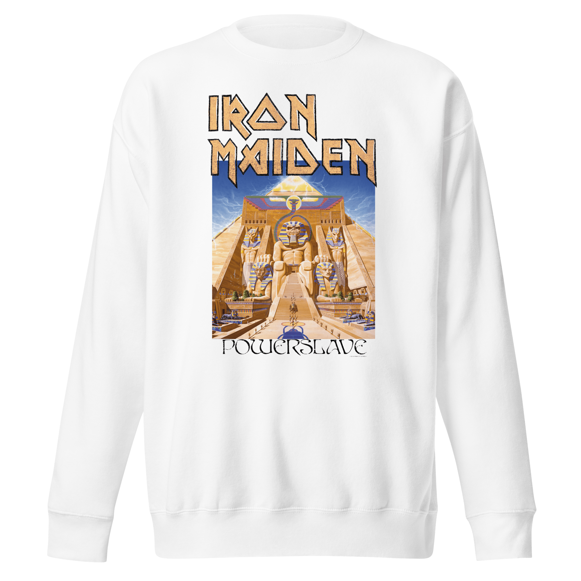 Iron Maiden Powerslave White Pharoh Sweatshirt T-Shirts, Hoodie | ZylaModa.com (Image 2)