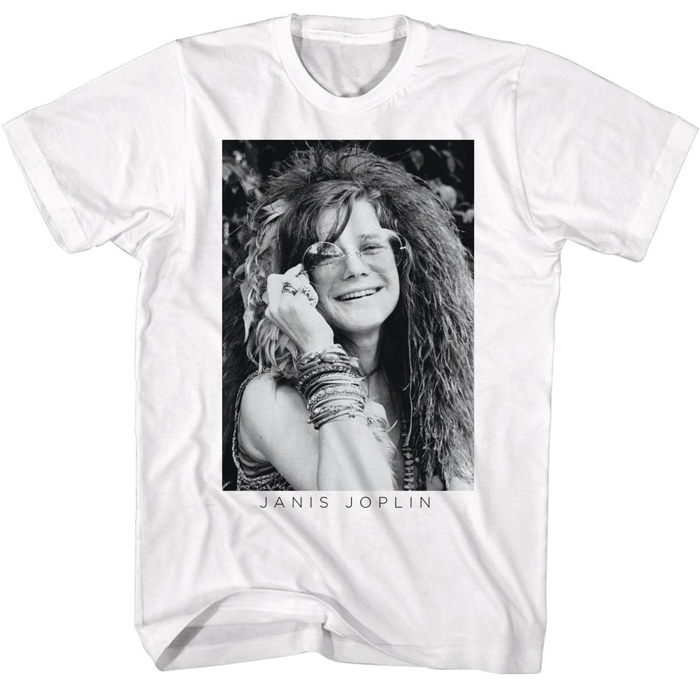 Janis Joplin - BW Glasses T-Shirt Hoodie, Sweatshirt | ZylaModa.com