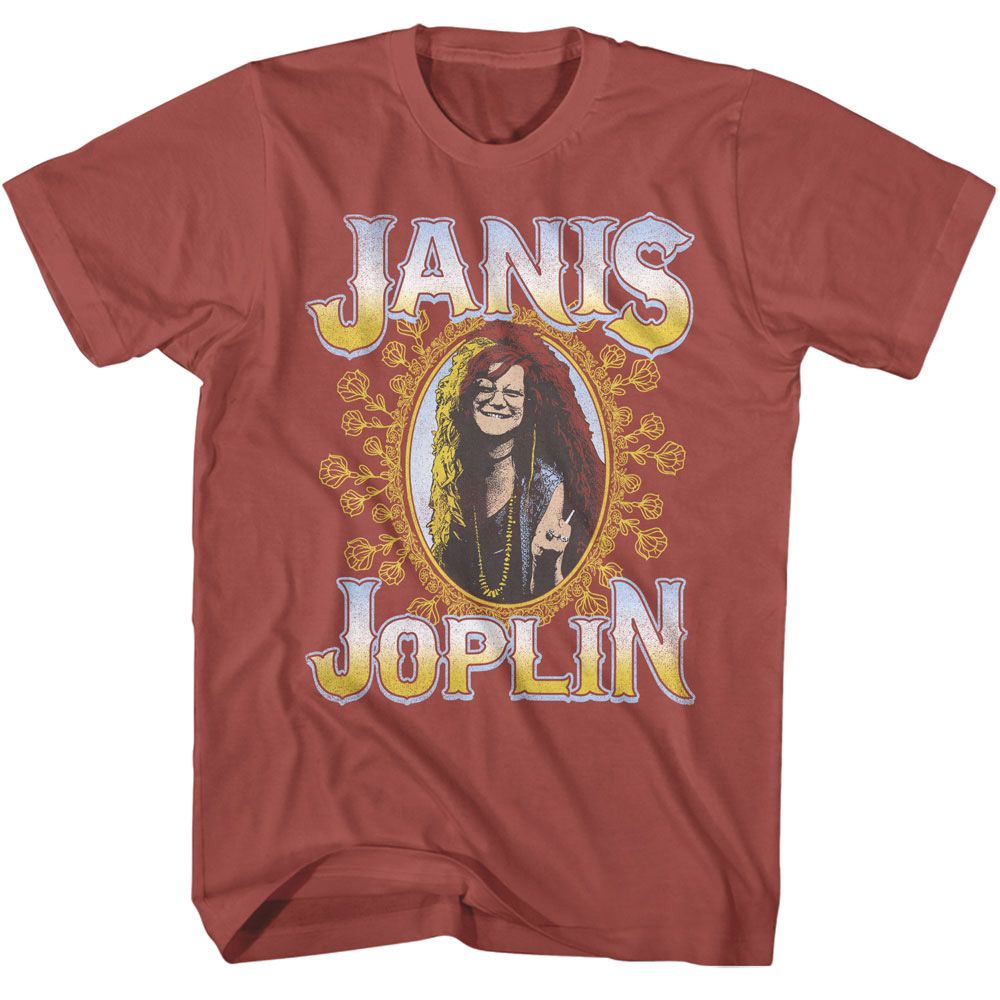 Janis Joplin - Floral Frame Boyfriend Tee Hoodie, Sweatshirt | ZylaModa.com