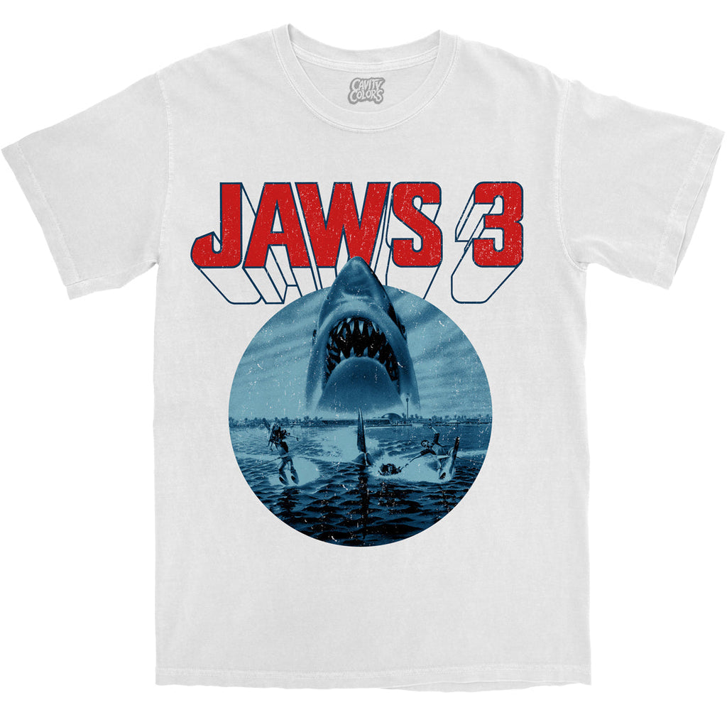 JAWS 3: RETRO HORROR - T-SHIRT (COMFORT COLORS) WHITE Hoodie, Sweatshirt | ZylaModa.com (Image 1)