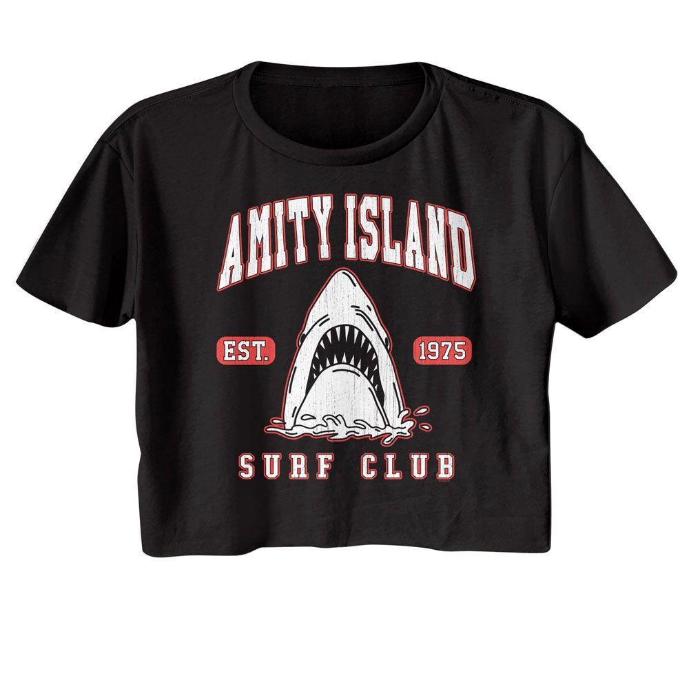 Jaws - Surf Club Collegiate Womens Crop Tee Hoodie, Sweatshirt | ZylaModa.com
