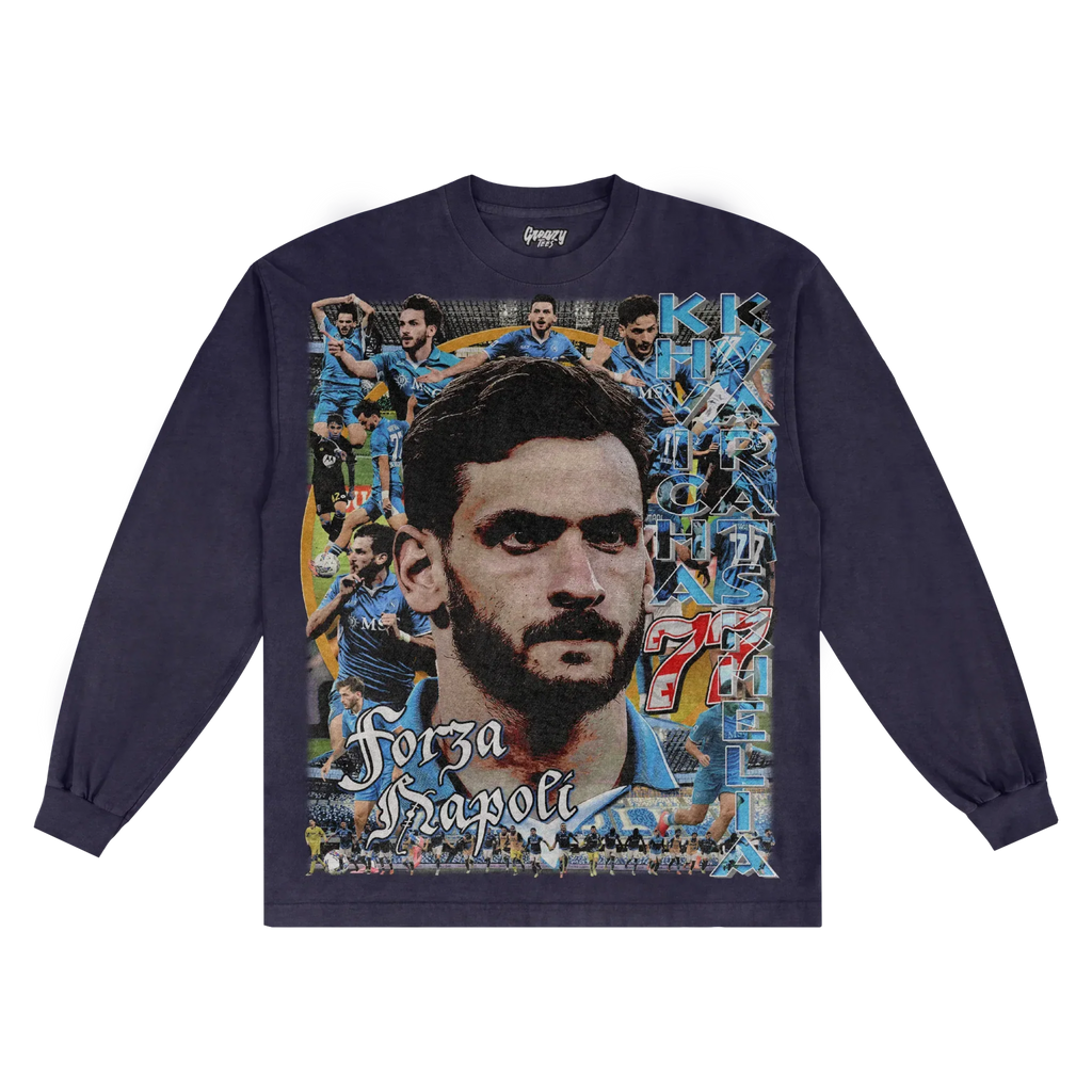 Khvicha Kvaratskhelia Napoli Long Sleeved Tee Style004 Hoodie, Sweatshirt | ZylaModa.com (Image 1)
