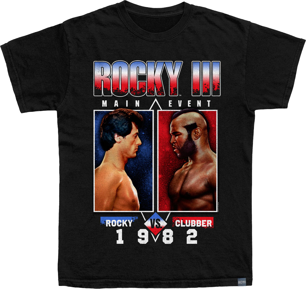 Made In USA Rocky vs. Clubber Rocky III T-Shirt Hoodie, Sweatshirt | ZylaModa.com (Image 1)